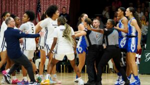 WVU women's hoops finishes game with five players, still upsets No. 15 Duke